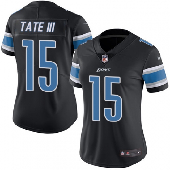 Women's Nike Detroit Lions #15 Golden Tate III Limited Black Rush Vapor Untouchable NFL Jersey - Ujersey