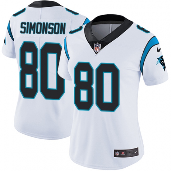 Women's Nike Carolina Panthers #80 Scott Simonson White Vapor Untouchable Limited Player NFL Jersey - Ujersey