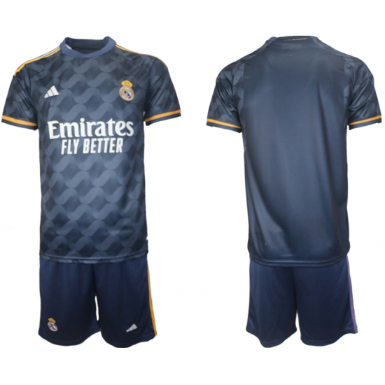 Men's Real Madrid Blank Navy 2023-24 Away Soccer Jersey