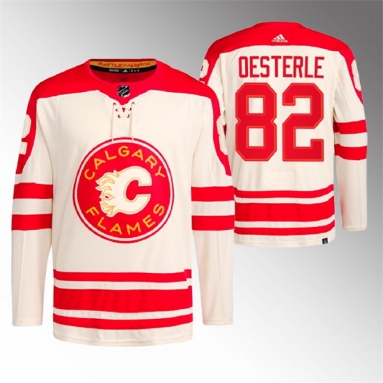 Men's Calgary Flames #82 Jordan Oesterle 2023 Cream Heritage Classic Primegreen Stitched Jersey - Ujersey