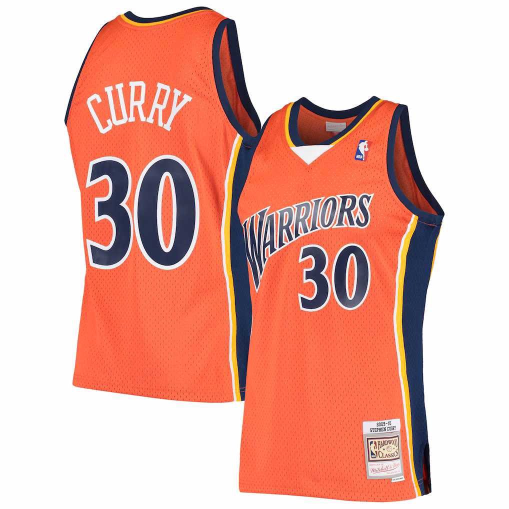Men's Golden State Warriors Stephen Curry Mitchell & Ness Orange Hardwood Classics Swingman Jersey - Ujersey