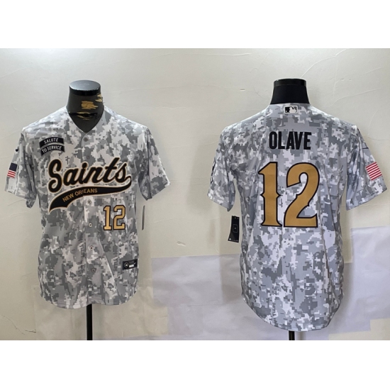 Men's New Orleans Saints #12 Chris Olave Arctic Camo 2024 Salute to Service Stitched Baseball Jerseys - Ujersey