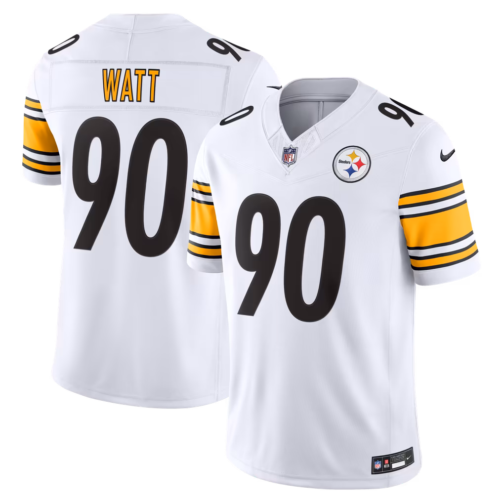 Men's Pittsburgh Steelers T.J. Watt Nike White Vapor F.U.S.E. Stitched Limited Jersey - SUjersey01
