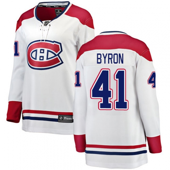 Women's Montreal Canadiens #41 Paul Byron Authentic White Away Fanatics Branded Breakaway NHL Jersey - Ujersey