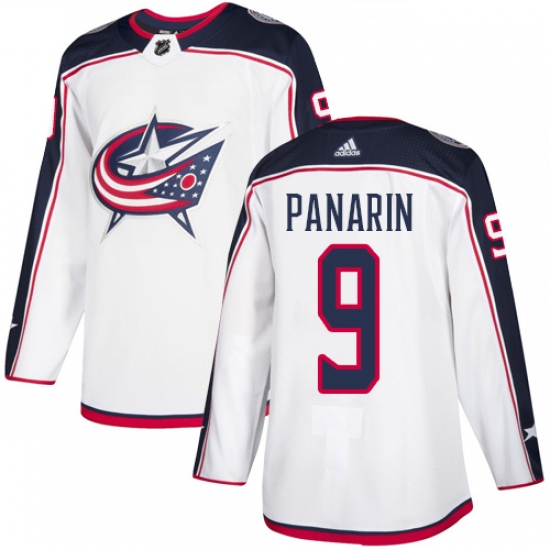 Men's Adidas Columbus Blue Jackets #9 Artemi Panarin White Road Authentic Stitched NHL Jersey