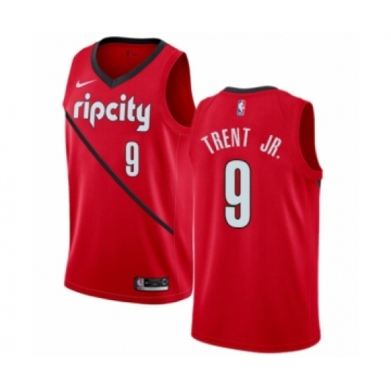 Men's Nike Portland Trail Blazers #9 Gary Trent Jr. Red Swingman Jersey - Earned Edition - Ujersey