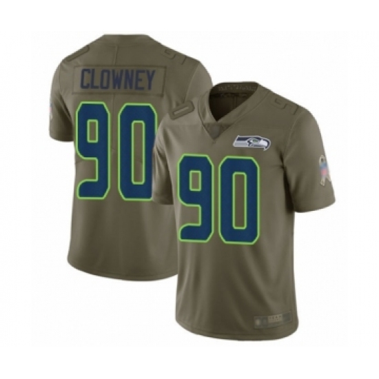 Men's Seattle Seahawks #90 Jadeveon Clowney Limited Olive 2017 Salute to Service Football Jersey - Ujersey