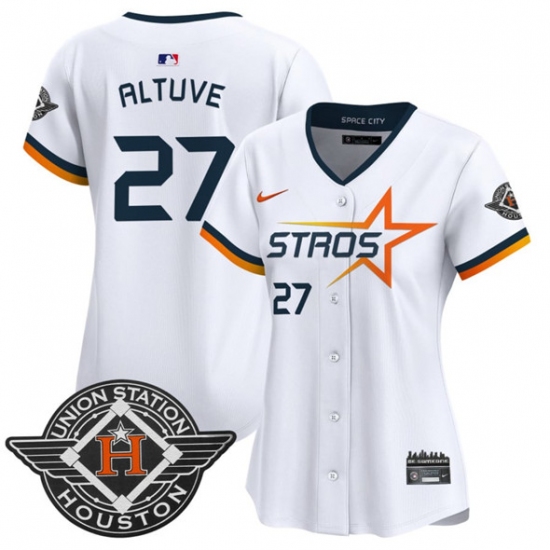 Women's Houston Astros #27 Jose Altuve White 2025 City Connect Limited Stitched Baseball Jersey(Run Small) - Ujersey