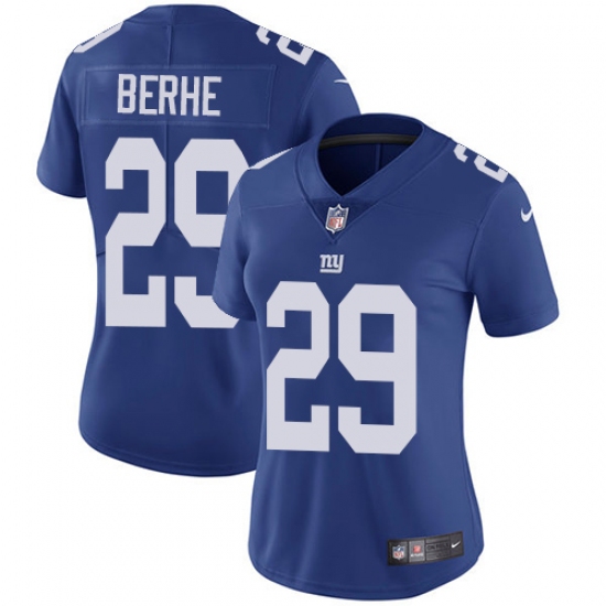 Women's Nike New York Giants #29 Nat Berhe Royal Blue Team Color Vapor Untouchable Limited Player NFL Jersey - Ujersey