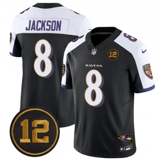 Men's Baltimore Ravens #8 Lamar Jackson Black Alternate 2025 F.U.S.E Jacoby Jones Vapor Limited Football Jersey - Ujersey