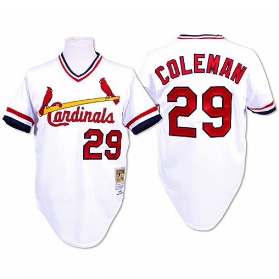 Men's Mitchell and Ness St. Louis Cardinals #29 Vince Coleman Authentic White Throwback MLB Jersey