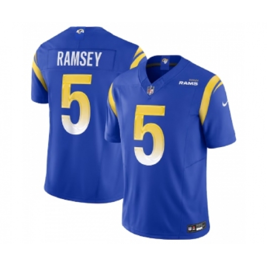 Men's Nike Los Angeles Rams #5 Jalen Ramsey Blue 2023 F.U.S.E. Vapor Untouchable Limited Football Stitched Jersey - Ujersey