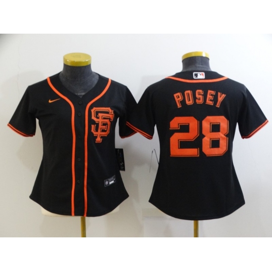 Women's San Francisco Giants #28 Buster Posey Authentic Black Alternate Jersey