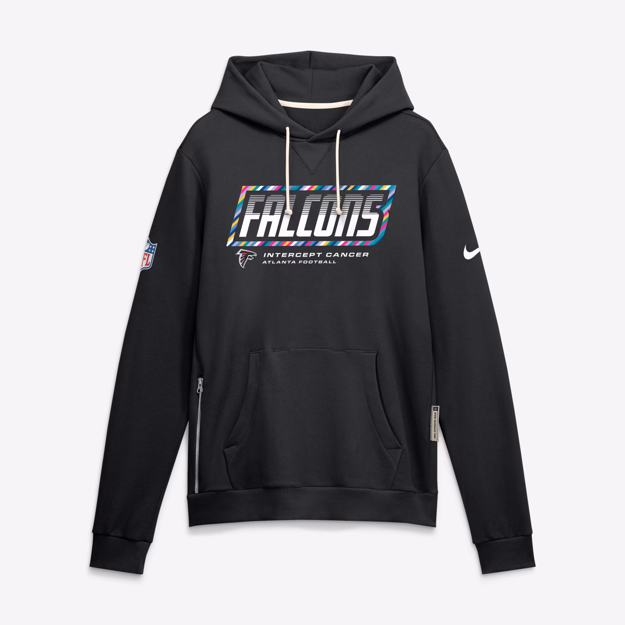 Men's Atlanta Falcons Nike Black 2026 NFL Crucial Catch Sideline Standard Issue Dri-FIT Pullover Hoodie - Ujersey