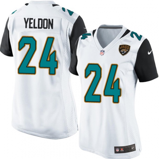 Women's Nike Jacksonville Jaguars #24 T.J. Yeldon Game White NFL Jersey - Ujersey