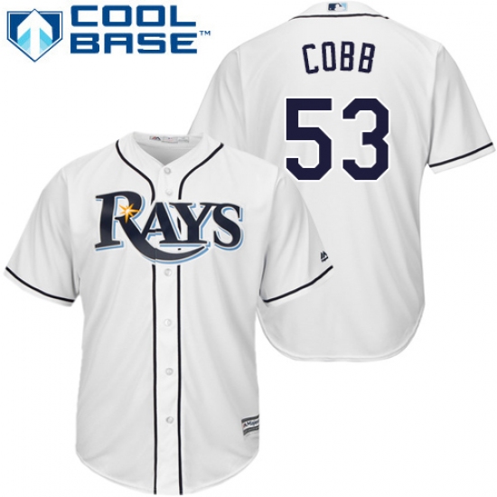 Youth Majestic Tampa Bay Rays #53 Alex Cobb Authentic White Home Cool Base MLB Jersey - Ujersey