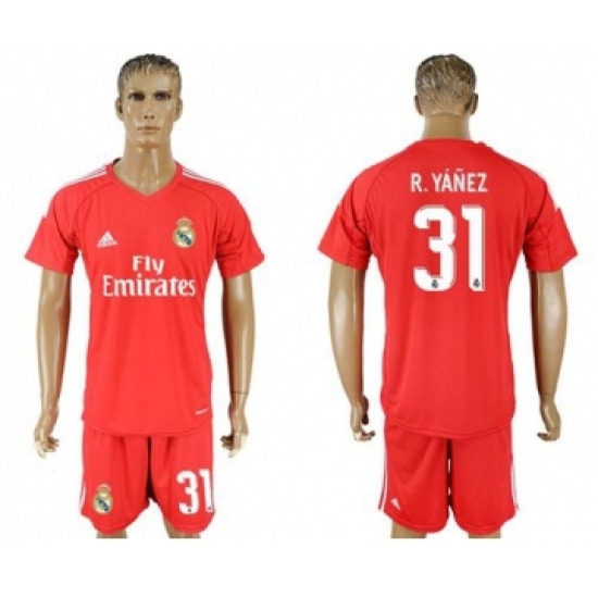 Real Madrid #31 R.Yanez Red Goalkeeper Soccer Club Jersey