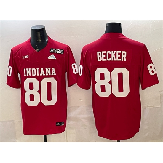 Men's Indiana Hoosiers #80 Charlie Becker Red F.U.S.E. 2026 Patch Stitched Football Jersey - Ujersey