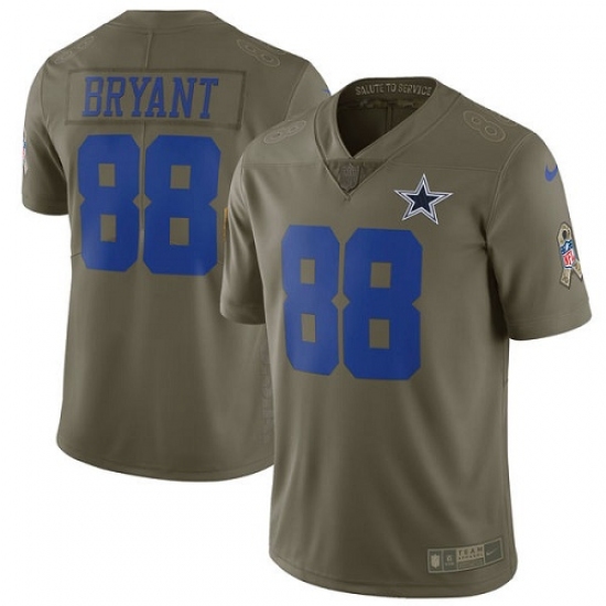 Youth Nike Dallas Cowboys #88 Dez Bryant Limited Olive 2017 Salute to Service NFL Jersey - Ujersey