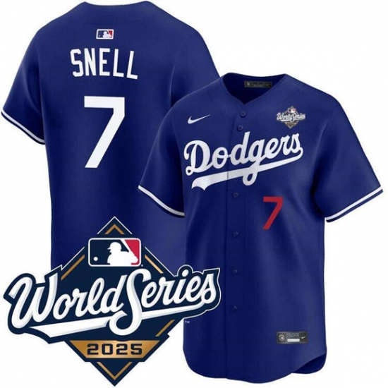 Men's Los Angeles Dodgers #7 Blake Snell Royal 2025 World Series Limited Stitched Baseball Jersey - Ujersey