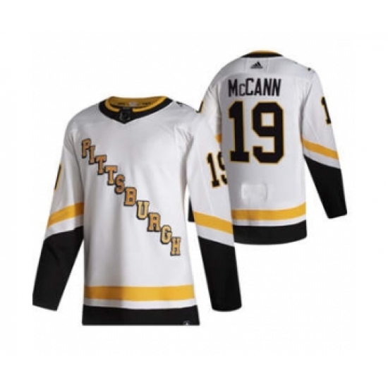 Men's Pittsburgh Penguins #19 Jared McCann White 2020-21 Reverse Retro Alternate Hockey Jersey - Ujersey