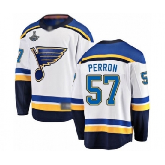 Men's St. Louis Blues #57 David Perron Fanatics Branded White Away Breakaway 2019 Stanley Cup Champions Hockey Jersey - Ujersey
