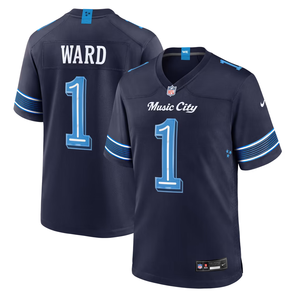 Men's Tennessee Titans Cameron Ward Nike Navy 2026 Rivalries Collection Game Jersey