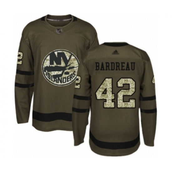 Men's New York Islanders #42 Cole Bardreau Authentic Green Salute to Service Hockey Jersey - Ujersey