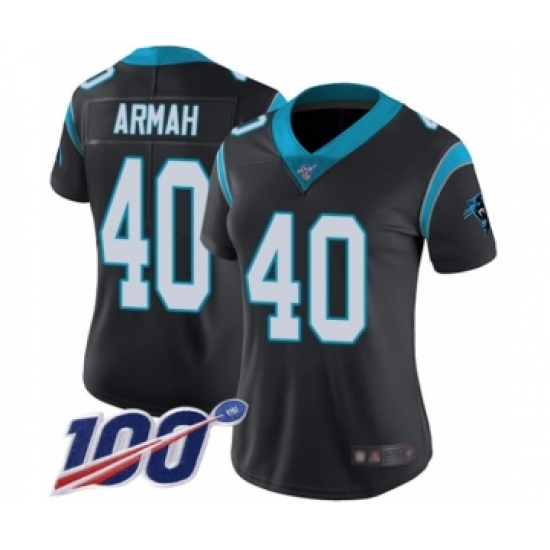 Women's Carolina Panthers #40 Alex Armah Black Team Color Vapor Untouchable Limited Player 100th Season Football Jersey - Ujersey