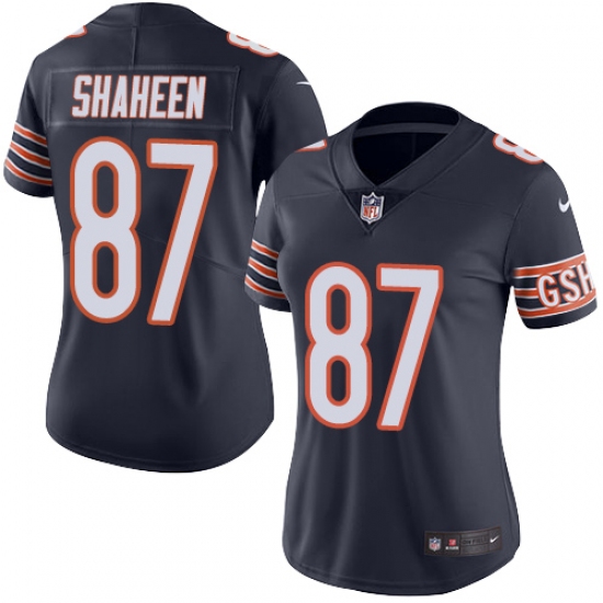 Women's Nike Chicago Bears #87 Adam Shaheen Navy Blue Team Color Vapor Untouchable Limited Player NFL Jersey - Ujersey
