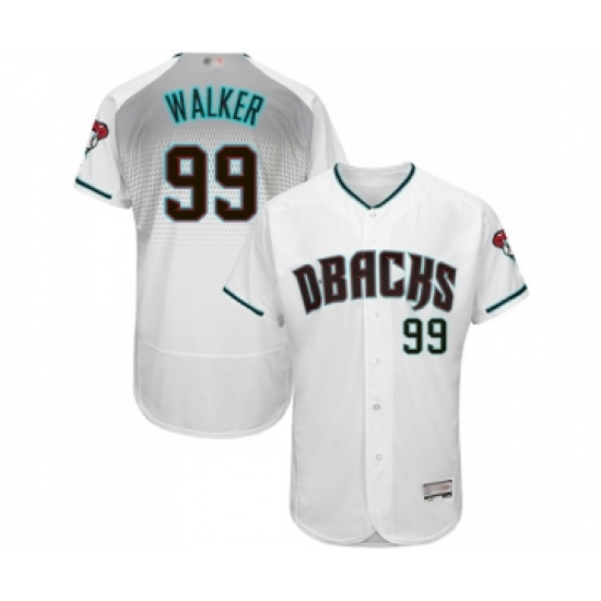 Men's Arizona Diamondbacks #99 Taijuan Walker White Teal Alternate Authentic Collection Flex Base Baseball Jersey - Ujersey