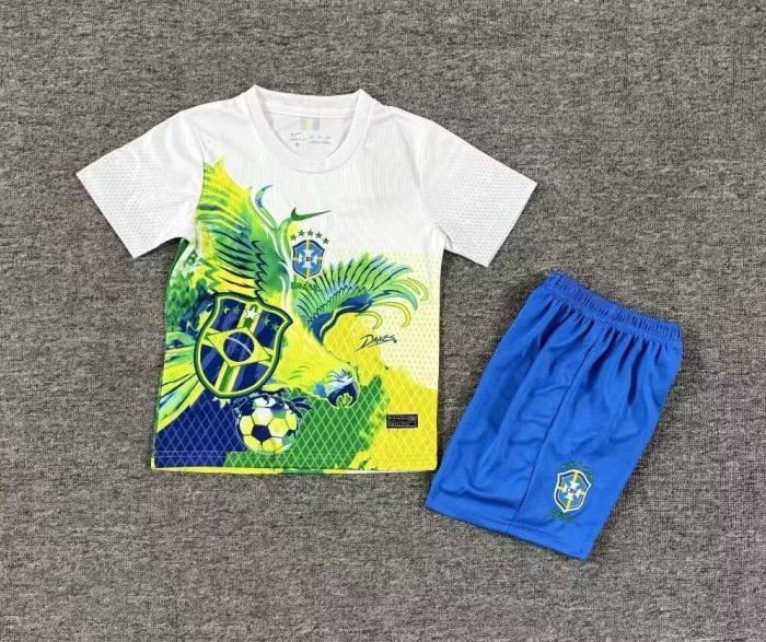 Brazil Special Edition Soccer Uniform Kids Kit Jersey+Shorts 2025 - U-jersey