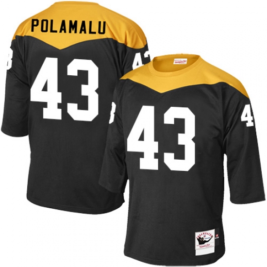 Men's Mitchell and Ness Pittsburgh Steelers #43 Troy Polamalu Elite Black 1967 Home Throwback NFL Jersey - Ujersey