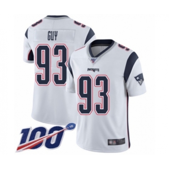 Men's New England Patriots #93 Lawrence Guy White Vapor Untouchable Limited Player 100th Season Football Jersey - Ujersey