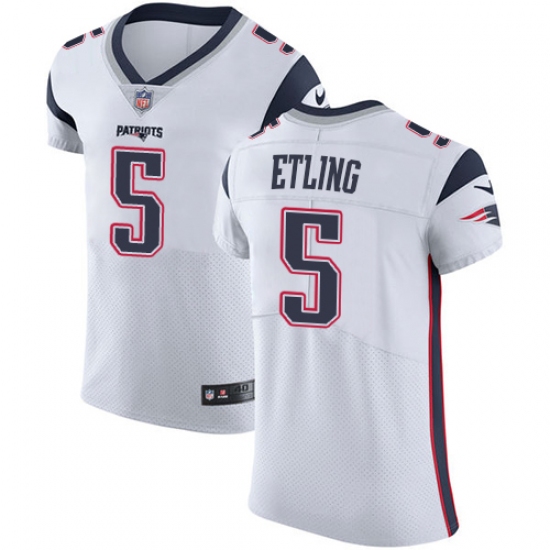 Men's Nike New England Patriots #5 Danny Etling White Vapor Untouchable Elite Player NFL Jersey - Ujersey