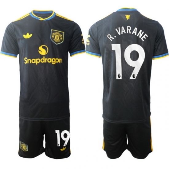 Men Manchester United 2026 Soccer Jerseys Black #19 R.VARANE