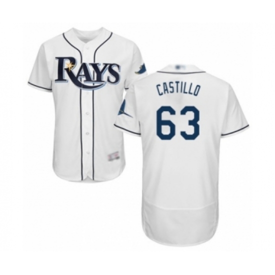 Men's Tampa Bay Rays #63 Diego Castillo Home White Home Flex Base Authentic Collection Baseball Player Jersey - Ujersey