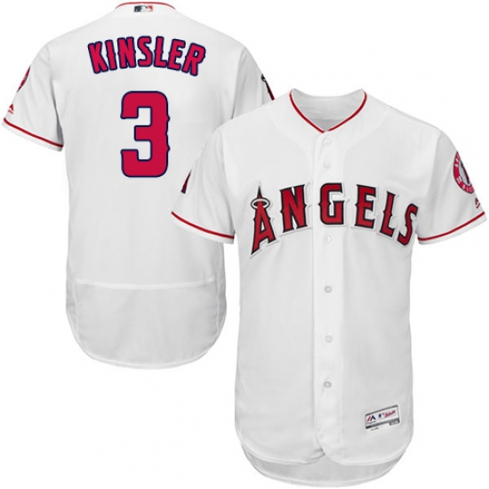 Men's Majestic Los Angeles Angels of Anaheim #3 Ian Kinsler White Home Flex Base Authentic Collection MLB Jersey - Ujersey