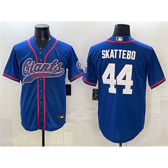 Men's New York Giants #44 Cam Skattebo Royal With Cool Base Stitched Baseball Jersey - Ujersey