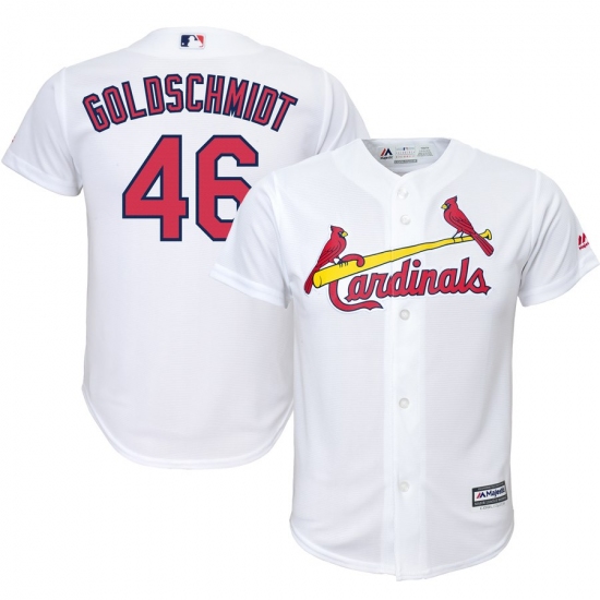 Youth St. Louis Cardinals #46 Paul Goldschmidt Majestic White Replica Player Jersey