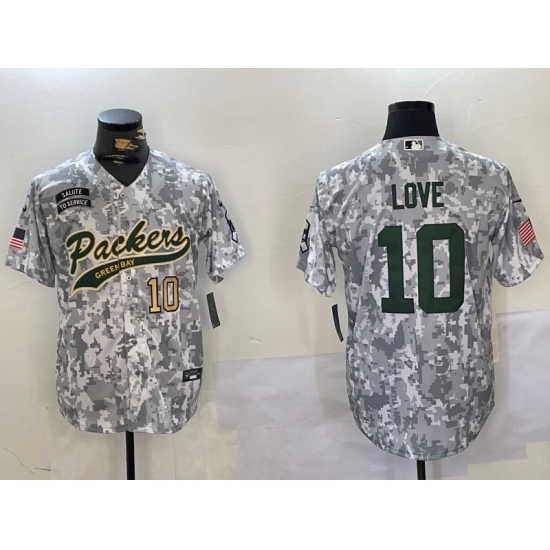 Men's Green Bay Packers #10 Jordan Love 2024 Arctic Camo Salute To Service Stitched Baseball Jerseys - Ujersey