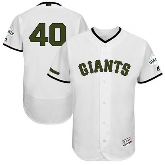 Men's Majestic San Francisco Giants #40 Madison Bumgarner White Memorial Day Authentic Collection Flex Base MLB Jersey - Ujersey