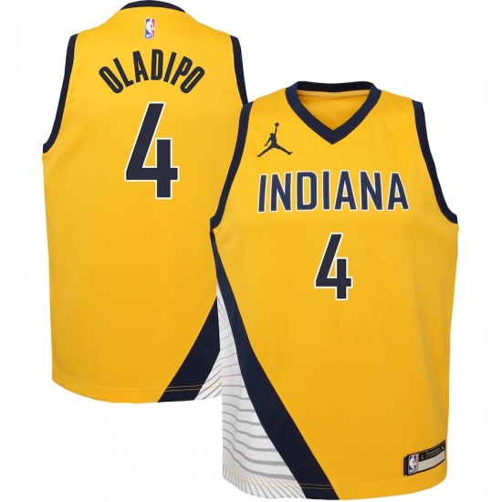 Youth Indiana Pacers #4 Victor Oladipo Jordan Brand Gold 2020-21 Swingman Jersey - Ujersey