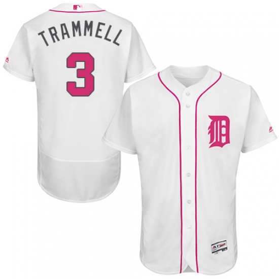 Men's Majestic Detroit Tigers #3 Alan Trammell Authentic White 2016 Mother's Day Fashion Flex Base MLB Jersey - Ujersey