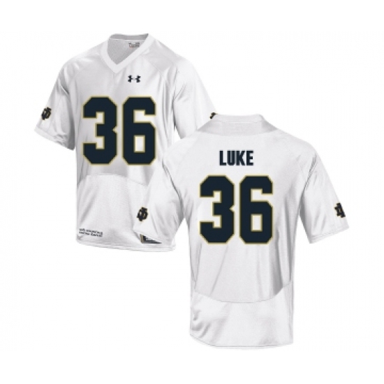 Notre Dame Fighting Irish 36 Cole Luke White College Football Jersey - Ujersey