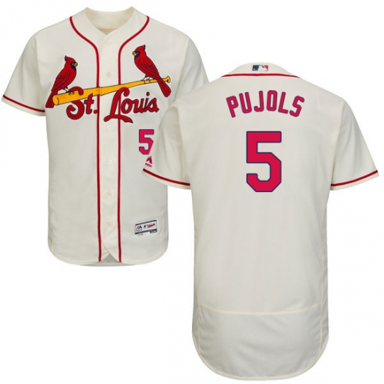 Men's Majestic St. Louis Cardinals #5 Albert Pujols Cream Alternate Flex Base Authentic Collection MLB Jersey - Ujersey