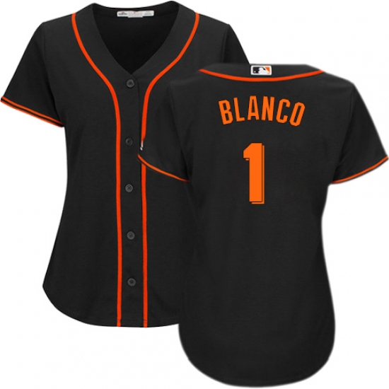 Women's Majestic San Francisco Giants #1 Gregor Blanco Authentic Black Alternate Cool Base MLB Jersey - Ujersey