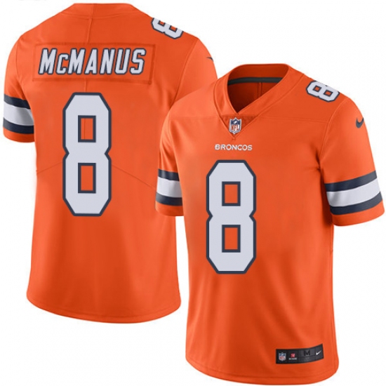 Youth Nike Denver Broncos #8 Brandon McManus Limited Orange Rush Vapor Untouchable NFL Jersey - Ujersey