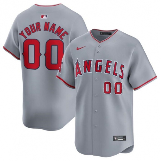 Men's Los Angeles Angels Active Player Custom Gray Away Limited Baseball Stitched Jersey - Ujersey