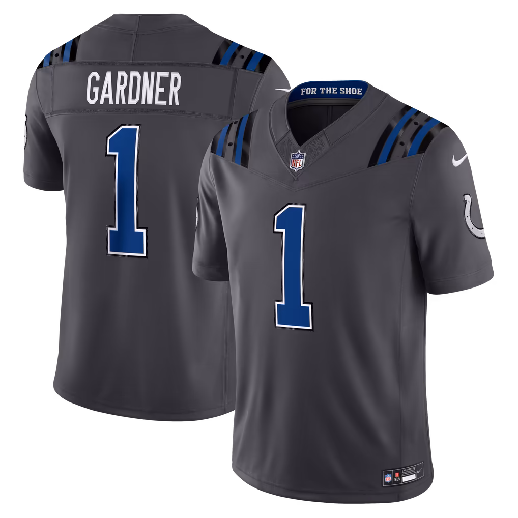Men's Indianapolis Colts Ahmad Sauce Gardner Nike Anthracite 2026 Rivalries Collection Stitched Limited Jersey - U-jersey